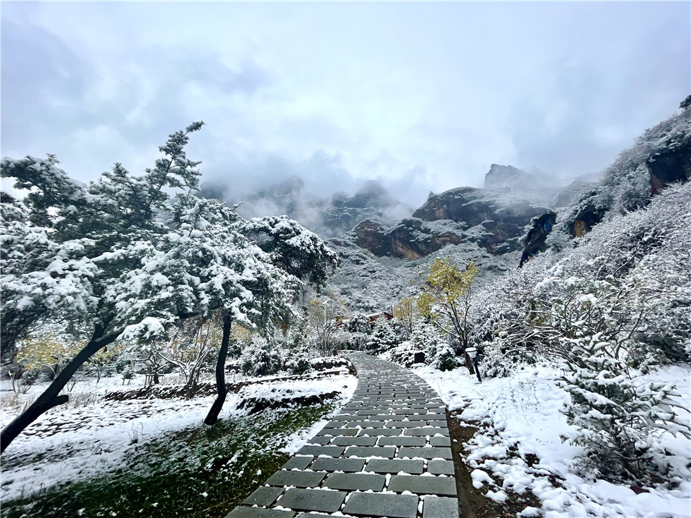 遇见初雪 青海化隆深秋现彩色雪景图