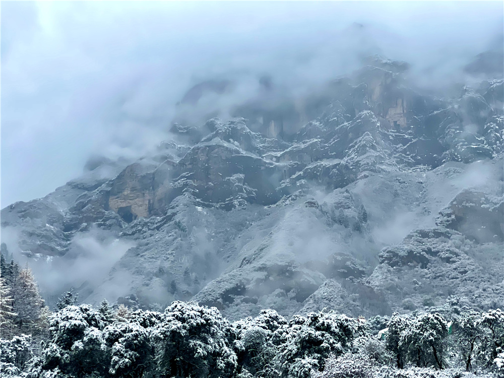 遇见初雪 青海化隆深秋现彩色雪景图