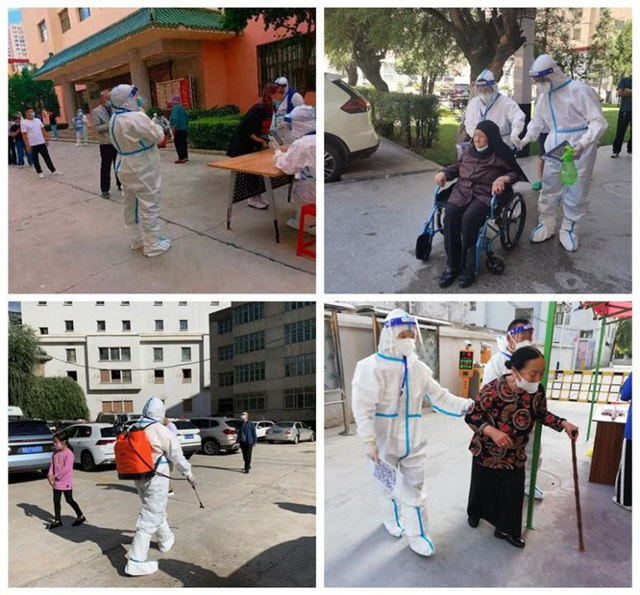 防疫工作者用实际行动保卫人民群众生命健康安全。同仁市委宣传部供图