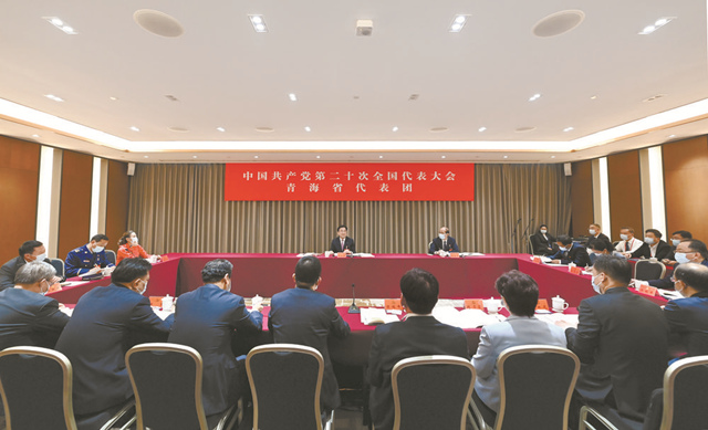 10月15日上午，出席中國共產黨第二十次全國代表大會的青海代表團舉行全體會議。張地委攝