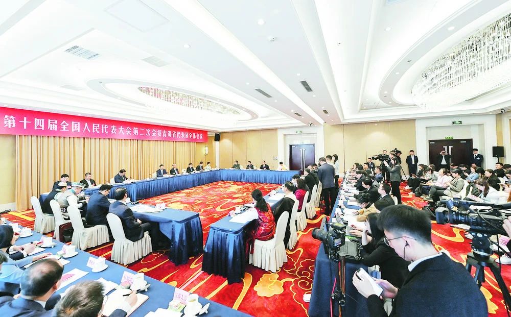 3月6日上午，十四届全国人大二次会议青海代表团举行开放团组会议，中外媒体把目光投向青海代表团。