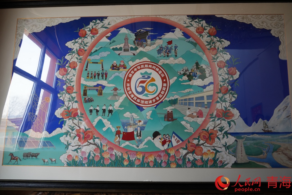 唐卡作品《同心圓》。人民網記者 況玉攝