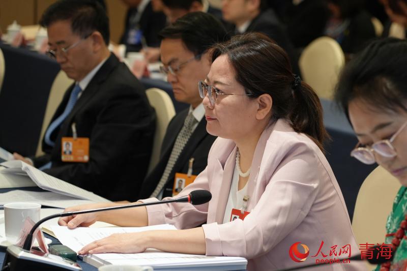 3月6日，出席十四届全国人大四次会议的青海代表团举行开放团组会议。人民网 徐源摄