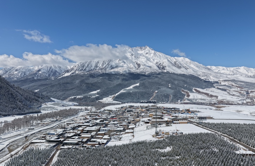 春雪后的村庄。安雪姣摄